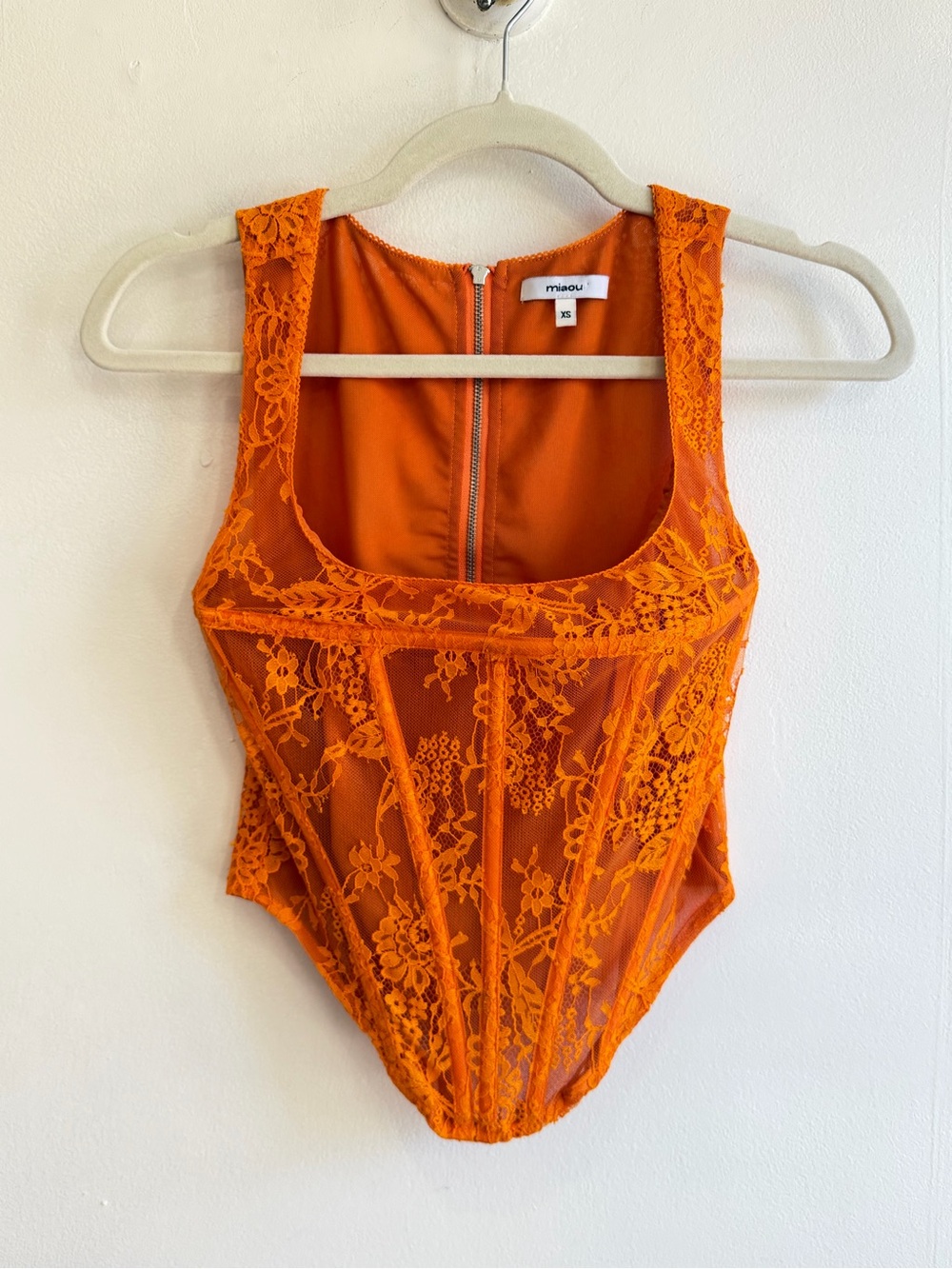 Miaou Bright Orange Lace Bodysuit